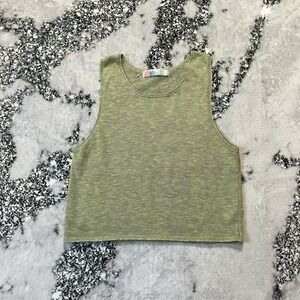 Free People Beach Knit Sweater Top Womens Size Small Light‎ Green Cotton Blend